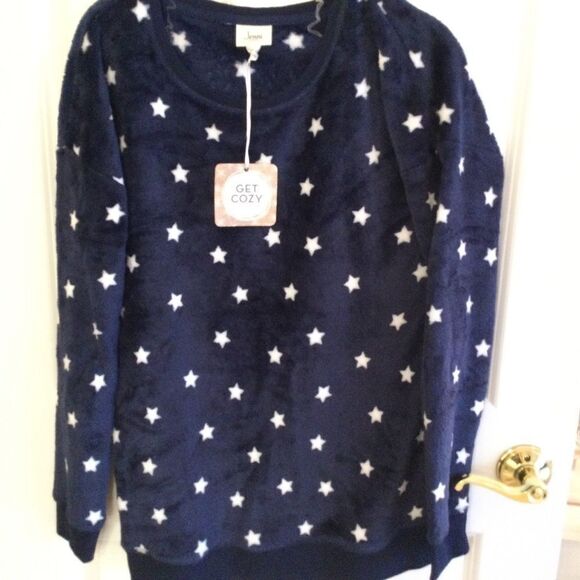 NWT Jenni Brand Plus Navy PJ Top Sz. S - Picture 1 of 8